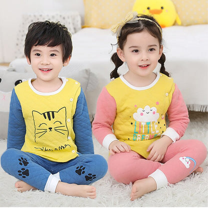 winter baby clothing set thicken pajamas children clothes set for winter boys grils cotton underwears - Giftcare 