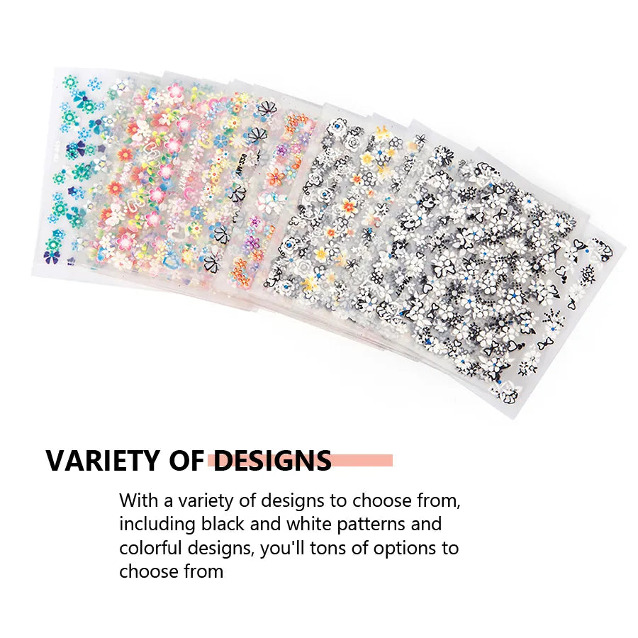 10 Pcs Sheets Nail Art Transfer Stickers 3D Design Manicure Tips Decal Decorations Hot Selling - Giftcare 