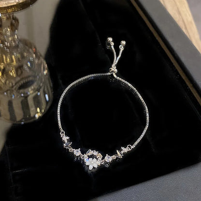 2025 New Luxury Zircon Chain Bracelets for Women Elegant Gold Color Square Opal Adjustable Bracelet Party Jewelry Gifts