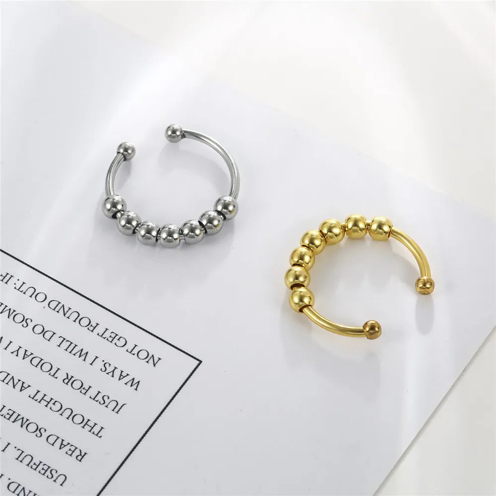 Skyrim Stainless Steel Rotate Beads Anxiety Rings Adjustable Stress Relief Fidget Rings For Women Men 2022 Fashion Jewelry Gift.Free Shipping - Giftcare 
