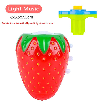 Flashing Spinning Twirl Top Children Light up Toy, Fruit Animal Shapes Heart Crown, LED, Music Gyroscope Launcher Birthday Gift