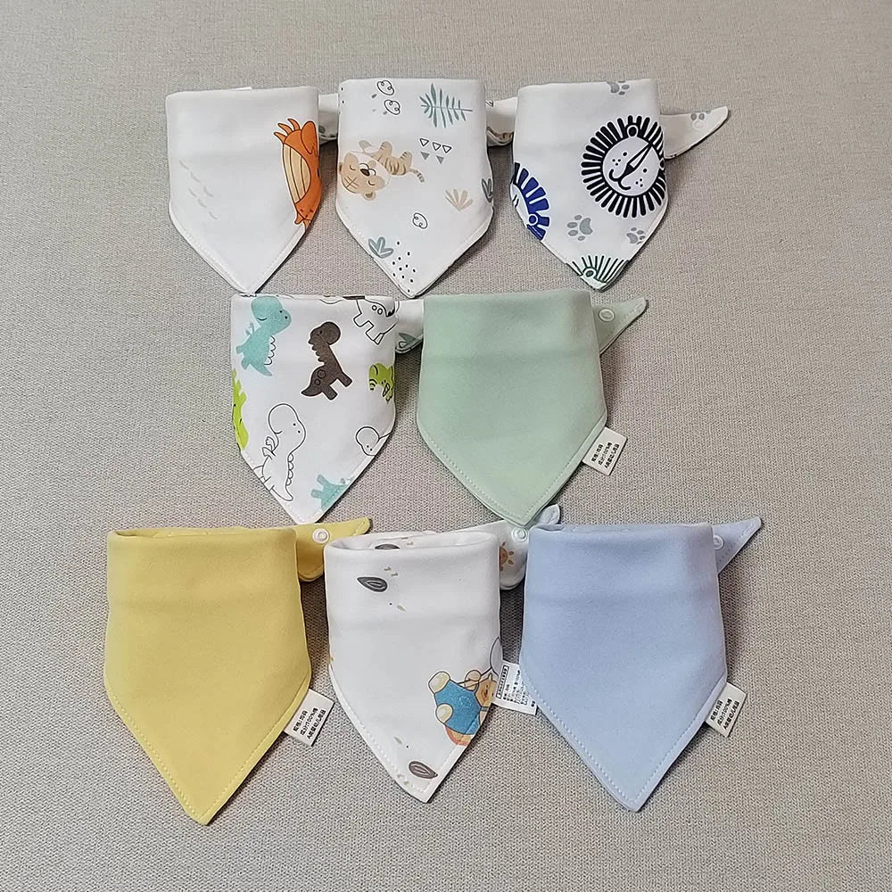 8 Pieces Baby Bibs Bandana Triangle Cotton Soft Infant Feeding Burp Cloth Newborn Teething Slaiva Towel Boy Girl Accessories