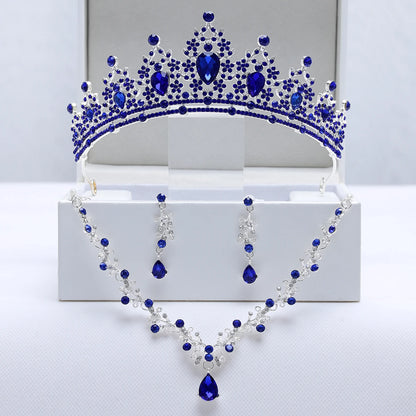 Ladies' Party Tiara Necklace Earrings 4 Pcs Set