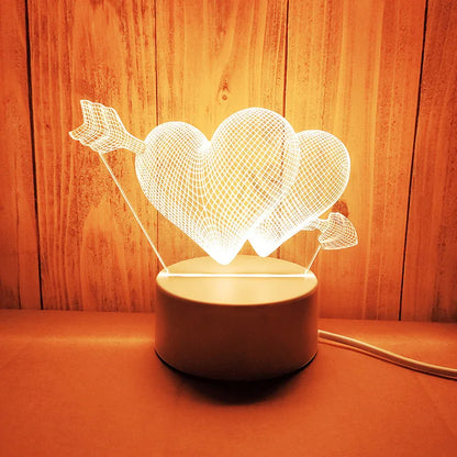Romantic Love 3D Acrylic Led Lamp for Home Children's Night Light Table Lamp Birthday Party Decor Valentine's Day Bedside Lamp.Free shipping