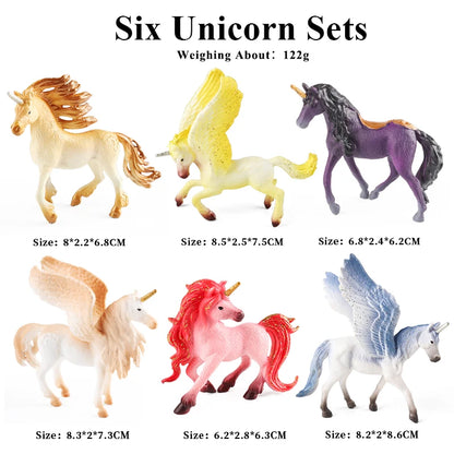 Oenux Fairy Tale Fly Horse Mythical Alpaca Elf Pegasus Action Figures Animal Model Collection Cute Girl Birthday Gift Kids Toy