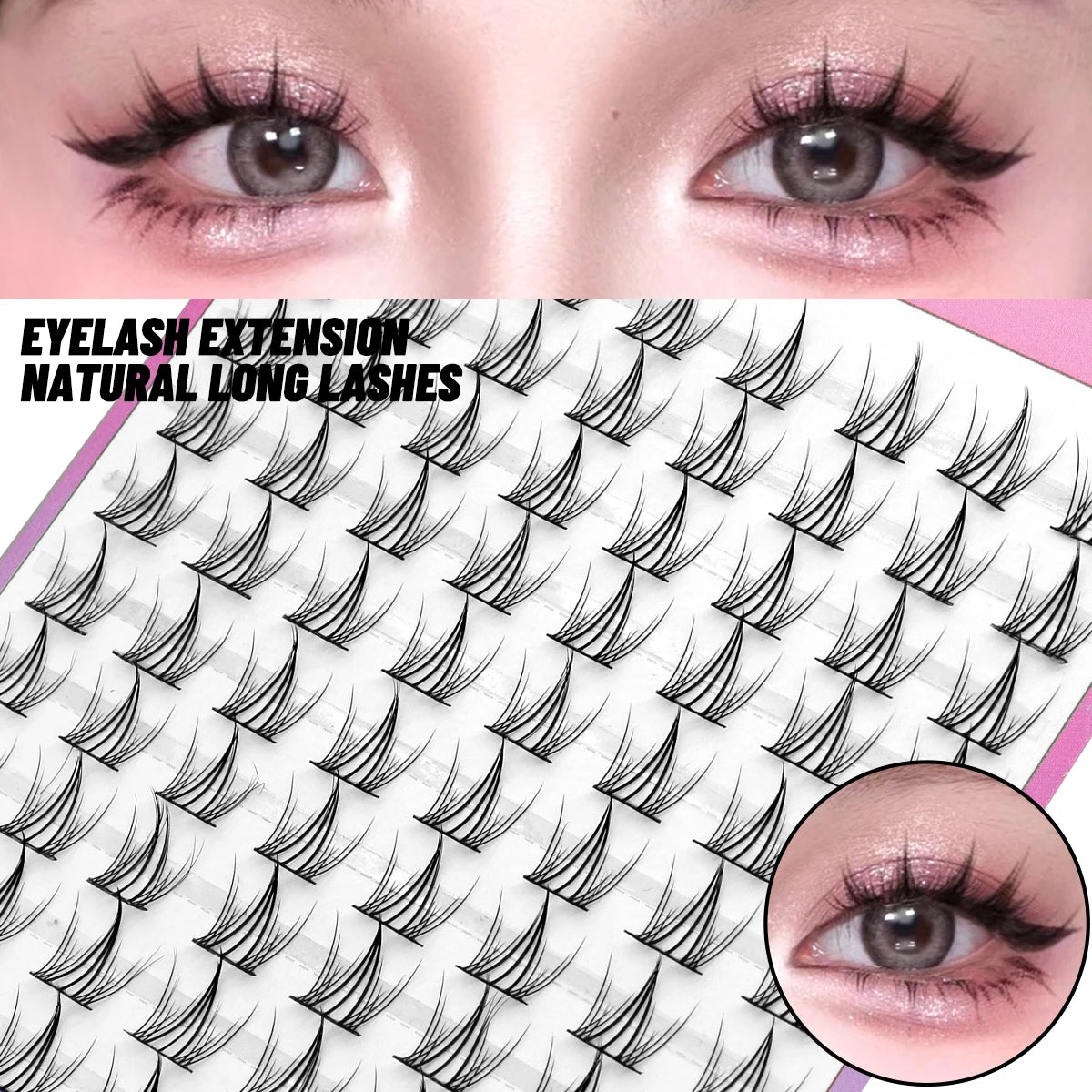 GROINNEYA  DIY Eyelashes Natural Eyelash extension Cluster Natural Look Individual Lashes Mixed Tray Lashes Cluster Lashes