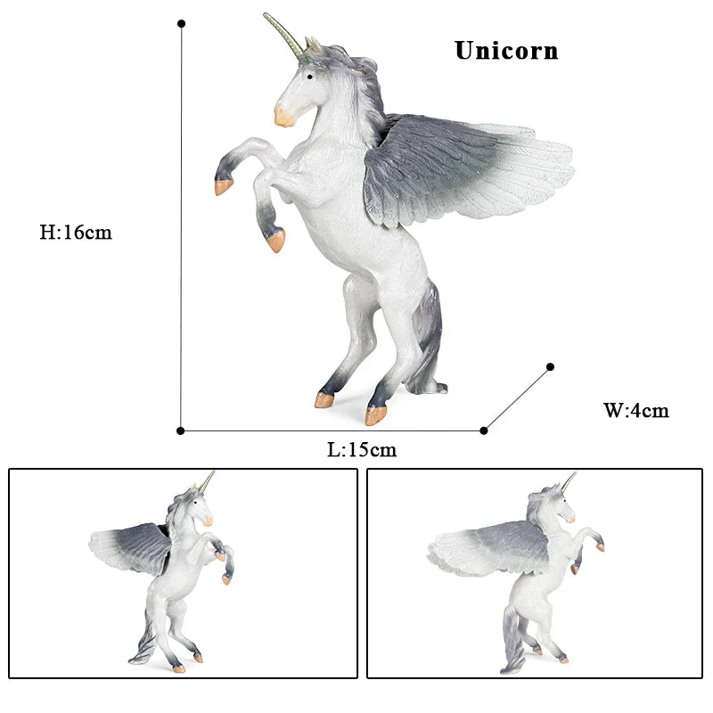 Oenux Fairy Tale Fly Horse Mythical Alpaca Elf Pegasus Action Figures Animal Model Collection Cute Girl Birthday Gift Kids Toy