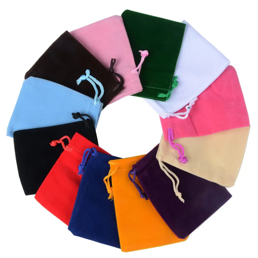 10pcs/lot 5x7cm 7x9cm 9x12cm Coloful Velvet Pouches Jewelry Packaging Display Drawstring Packing Gift Bags & Pouches - Giftcare 