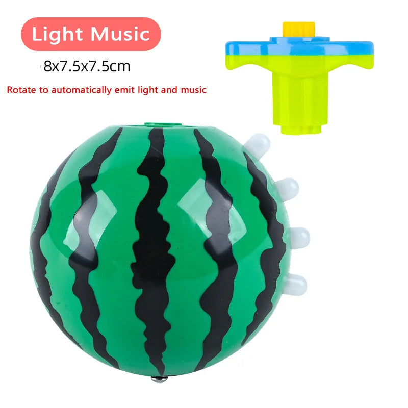 Flashing Spinning Twirl Top Children Light up Toy, Fruit Animal Shapes Heart Crown, LED, Music Gyroscope Launcher Birthday Gift