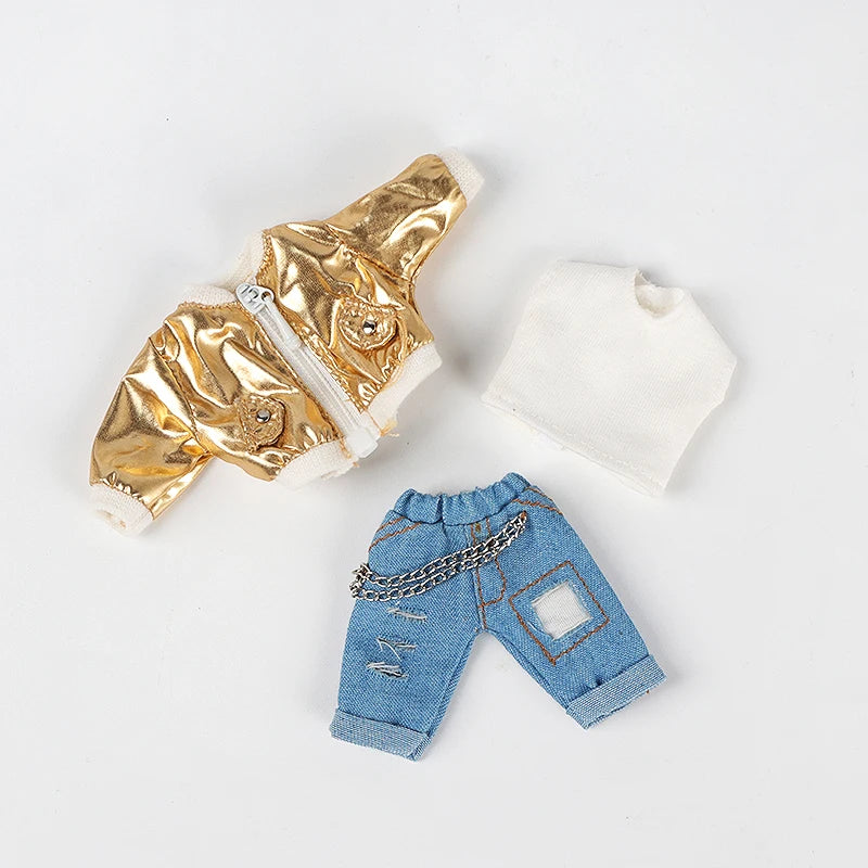 OB11 Baby Accessories Clothes for Baby Laser Bar Sets T-Shirts Jackets and Jeans Furniture for Dolls 1/12 Cool Anime Toys