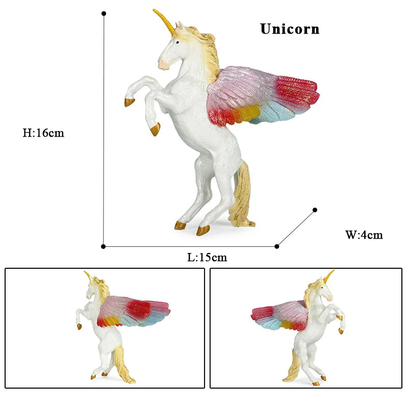 Oenux Fairy Tale Fly Horse Mythical Alpaca Elf Pegasus Action Figures Animal Model Collection Cute Girl Birthday Gift Kids Toy