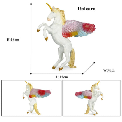 Oenux Fairy Tale Fly Horse Mythical Alpaca Elf Pegasus Action Figures Animal Model Collection Cute Girl Birthday Gift Kids Toy