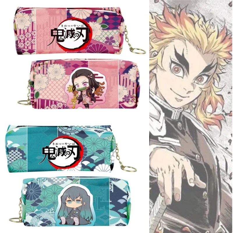 demon slayer cartoon animation peripheral pencil case stationery box pencil coin purse PU zipper Nezuko Mitsuri Butterfly Ninja