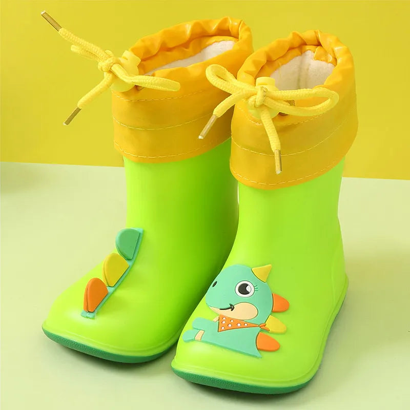 Children Rain Boots Rubber Boots Kids Water Shoes PVC Baby Cartoon Waterproof  Non-slip  Warm Winter - Giftcare 