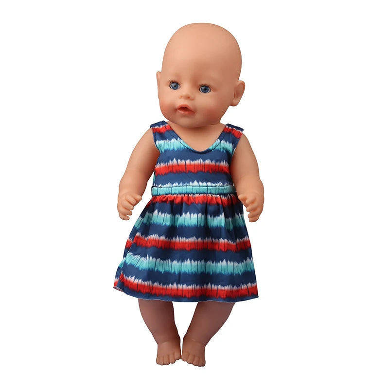 Toy Accessorie White Fashion Dress For 43 Cm Baby New Born Dolls For 18 Inch American Doll Toys For Girl's Gift