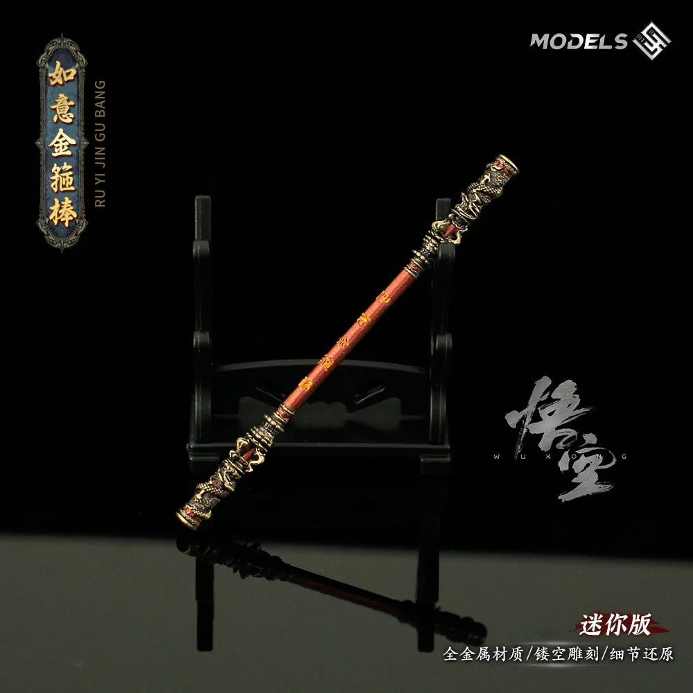 9cm/3.54in Black Myth: Wukong Mini At-Will Gold-banded Staff Monkey Sword Weapon Model All Metal Crafts Collectible Toys Gifts