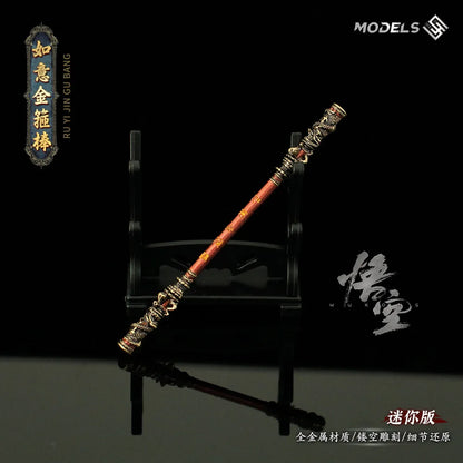 9cm/3.54in Black Myth: Wukong Mini At-Will Gold-banded Staff Monkey Sword Weapon Model All Metal Crafts Collectible Toys Gifts