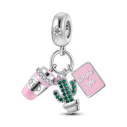 Silver Plated Charms For Woman Summer Green Cactus Avocado Beads Fit Original Bracelet Necklace DIY Dangle Charms