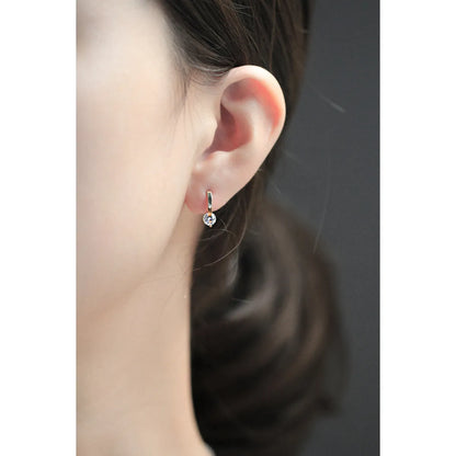 925 Silver Needle Simple Shiny Zircon Earrings Gold Plating Jewelry Crystal Stud Earrings Women - Giftcare 