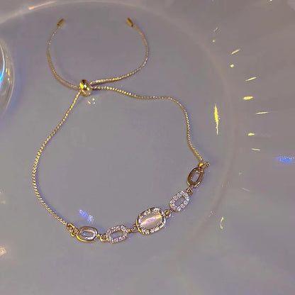 2025 New Luxury Zircon Chain Bracelets for Women Elegant Gold Color Square Opal Adjustable Bracelet Party Jewelry Gifts