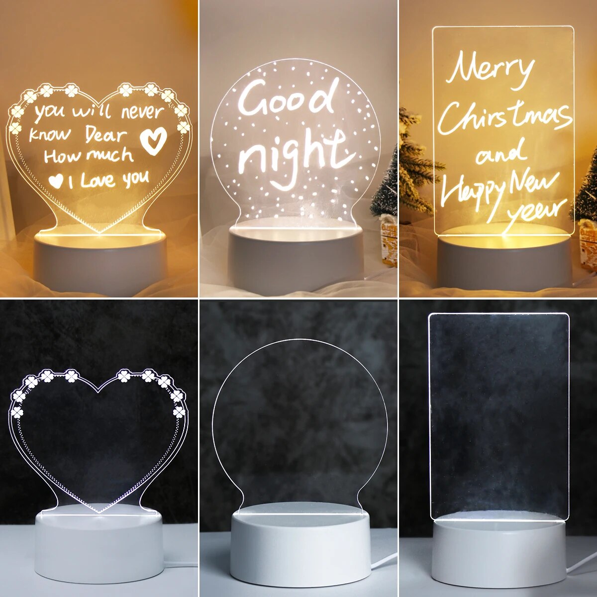Note Board Creative USB Led Night Light Valentine's Day Gift Decor Nightlights Girlfriend Birthday Gift Wedding Decor Night Lamp - Giftcare 