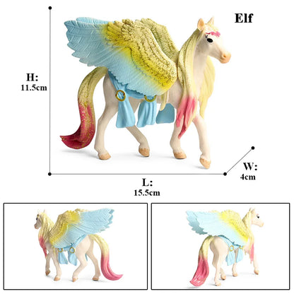 Oenux Fairy Tale Fly Horse Mythical Alpaca Elf Pegasus Action Figures Animal Model Collection Cute Girl Birthday Gift Kids Toy