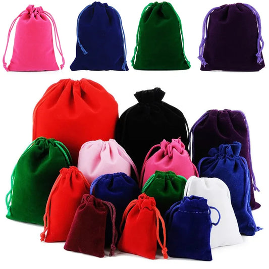 10PCS Velvet Bag Drawstring Velvet Sachet Pouches Jewelry Packaging Gift Bags Can Customize 5x7cm 7x9/8x10/9x12/10X15/15X20CM - Giftcare 