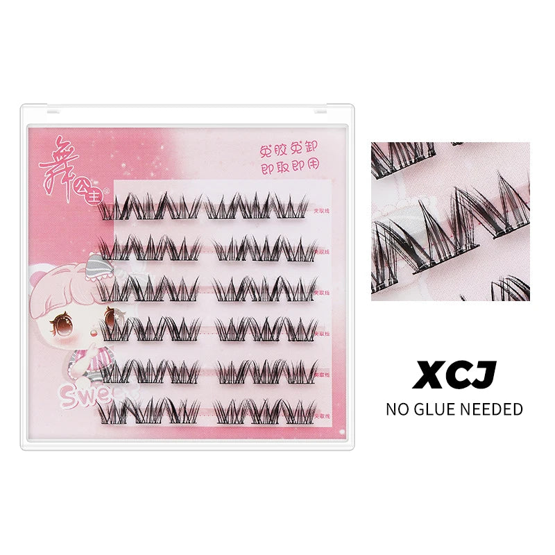 DINGSEN Self Adhesive Cluster Lashes 6 Rows Individual Eyelashes No Glue Needed Korean Makeup DIY Eye Lash Natural Eyelash