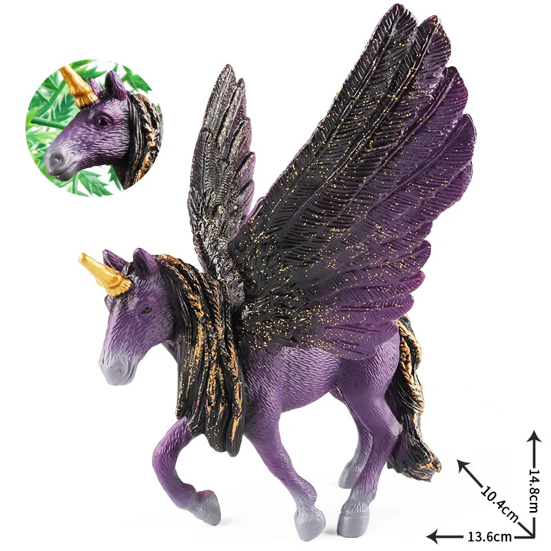 Oenux Fairy Tale Fly Horse Mythical Alpaca Elf Pegasus Action Figures Animal Model Collection Cute Girl Birthday Gift Kids Toy