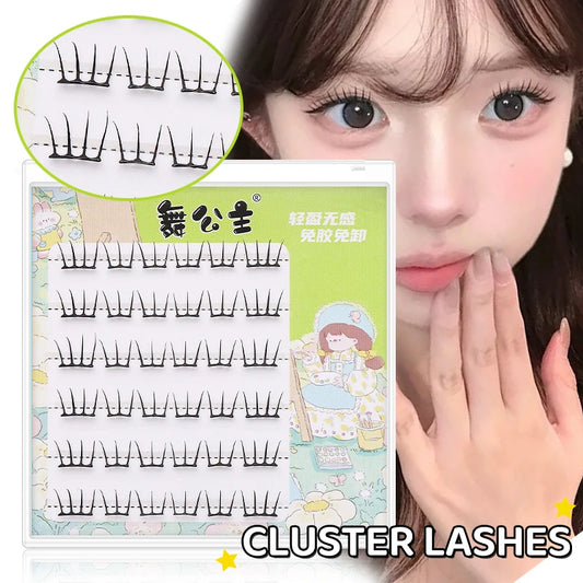 DINGSEN Self Adhesive Cluster Lashes 6 Rows Individual Eyelashes No Glue Needed Korean Makeup DIY Eye Lash Natural Eyelash