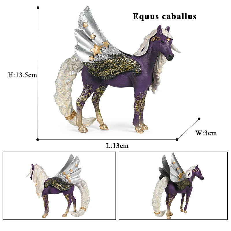 Oenux Fairy Tale Fly Horse Mythical Alpaca Elf Pegasus Action Figures Animal Model Collection Cute Girl Birthday Gift Kids Toy