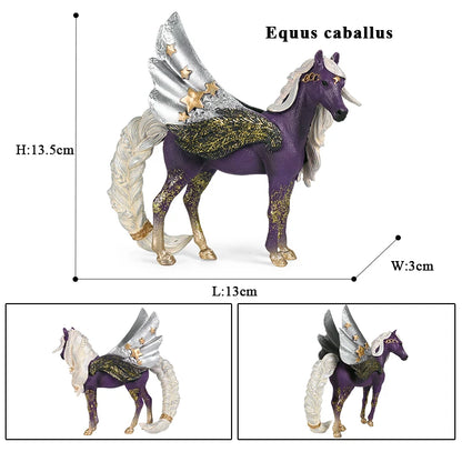 Oenux Fairy Tale Fly Horse Mythical Alpaca Elf Pegasus Action Figures Animal Model Collection Cute Girl Birthday Gift Kids Toy