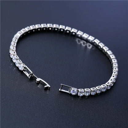 4mm Cubic Zirconia Green Tennis Bracelet Chain Bracelets For Women Men Gold Silver Color Hand Chain CZ Chain Homme Jewelry.Free Shipping