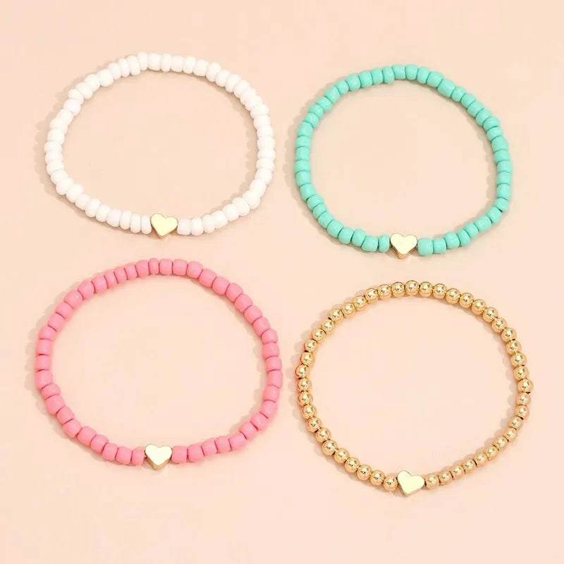 YWZIXLN Boho Engraved Multilayer Colorful Beads Chain Heart  Pendant Bracelet Accessories Best Gift For Women Wholesale B052 - Giftcare 