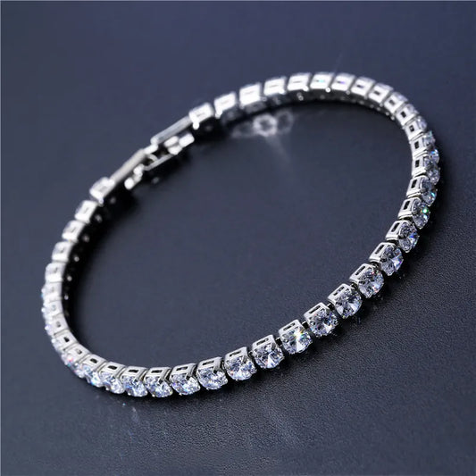 4mm Cubic Zirconia Green Tennis Bracelet Chain Bracelets For Women Men Gold Silver Color Hand Chain CZ Chain Homme Jewelry.Free Shipping