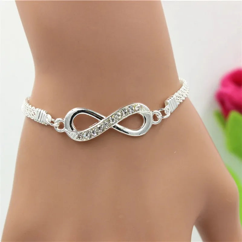 Rhinestone Infinity Bracelet Men's Women's Jewelry 8 Number Pendant Charm Blange Couple Bracelets For Lover Friend Women Gifts - Giftcare 