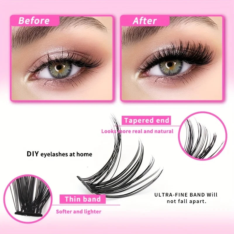 Natural Look Eyelash Extensions Set, False Eyelashes Set & Tweezers & Glue & Remover, Professional Accessories for Make-up