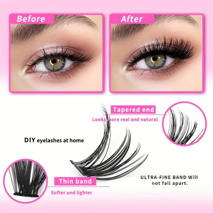 Natural Look Eyelash Extensions Set, False Eyelashes Set & Tweezers & Glue & Remover, Professional Accessories for Make-up