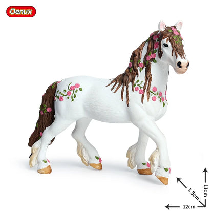 Oenux Fairy Tale Fly Horse Mythical Alpaca Elf Pegasus Action Figures Animal Model Collection Cute Girl Birthday Gift Kids Toy