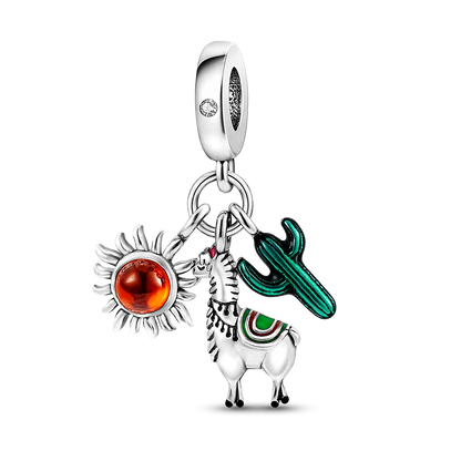 Silver Plated Charms For Woman Summer Green Cactus Avocado Beads Fit Original Bracelet Necklace DIY Dangle Charms