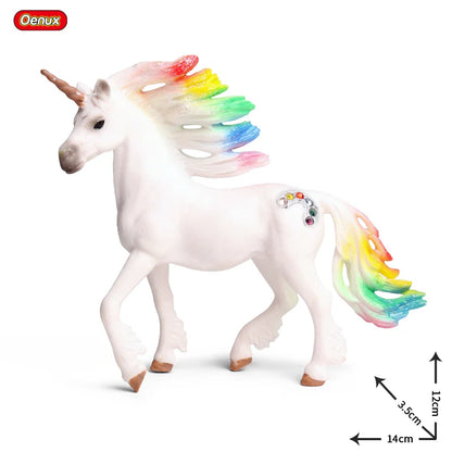 Oenux Fairy Tale Fly Horse Mythical Alpaca Elf Pegasus Action Figures Animal Model Collection Cute Girl Birthday Gift Kids Toy