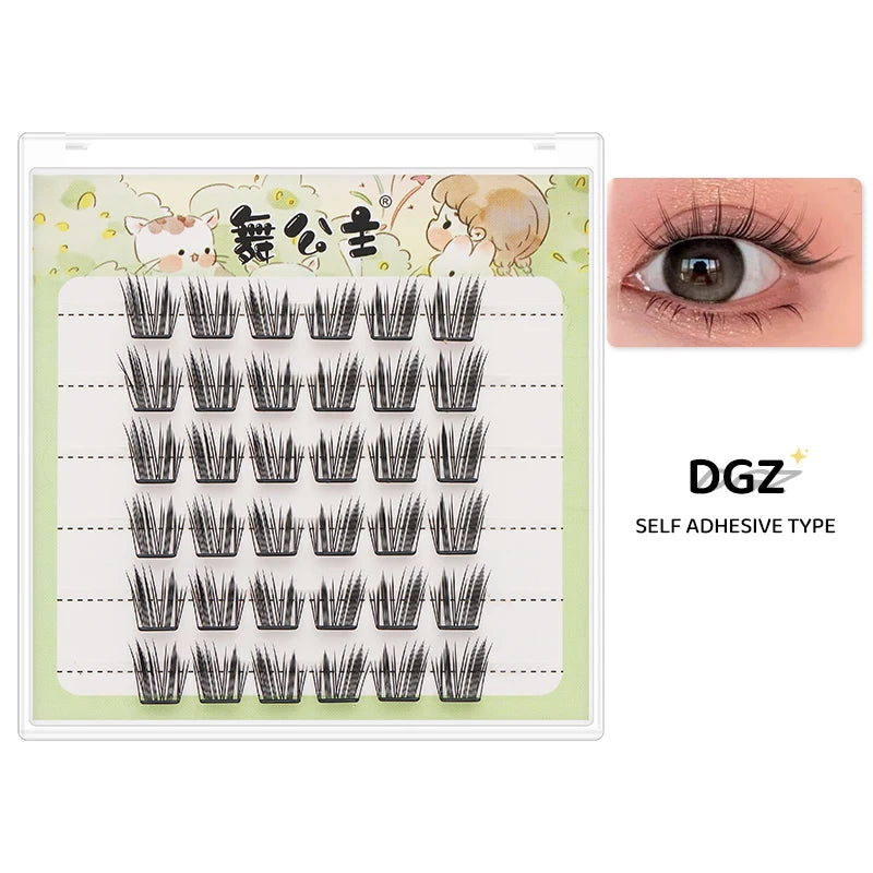 DINGSEN Self Adhesive Cluster Lashes 6 Rows Individual Eyelashes No Glue Needed Korean Makeup DIY Eye Lash Natural Eyelash