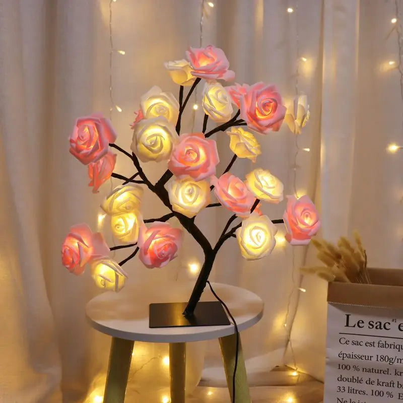 Table Lamp Rose Flower Tree Rose Flower Lighting Home Decoration