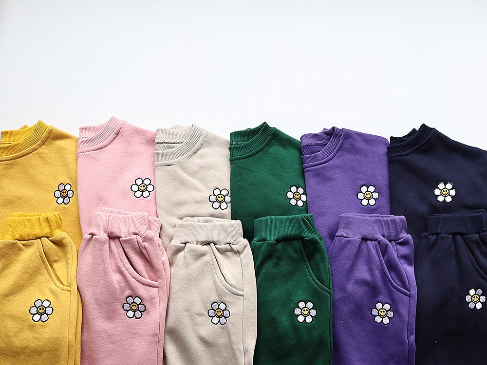 MILANCEL Baby Clothing Set Flower Embroidery Toddler Girls Hoodie Suit Boys Clothes Set Toddler Sports Wear - Giftcare 