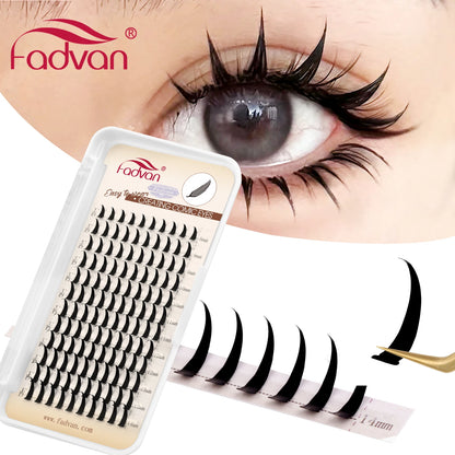 FADVAN D Curl Devil Comic Cartoon Spirit Style 8-14mm Heart Feather Spire Eyelash Extension Demon Tower Top 3D Light Lash