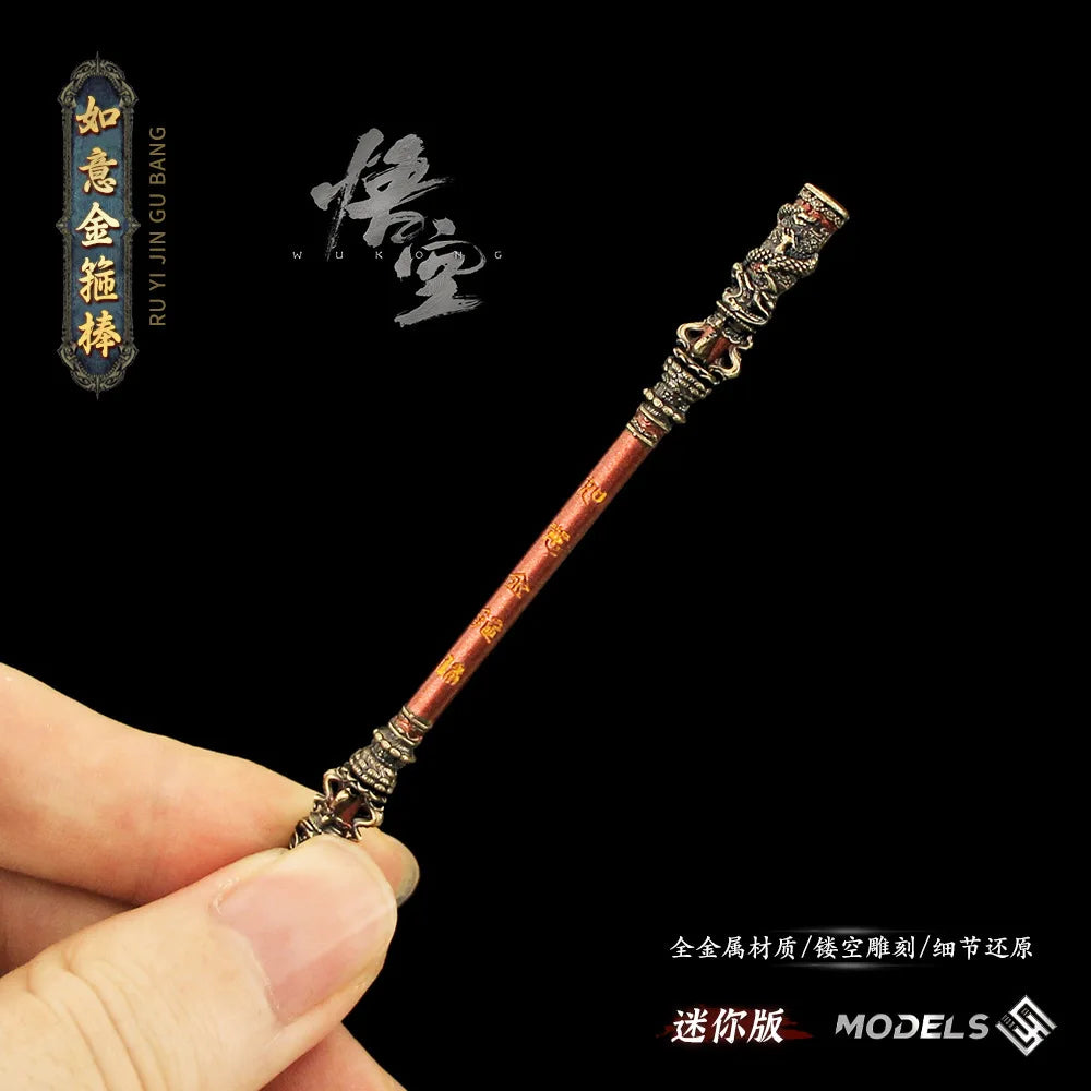 9cm/3.54in Black Myth: Wukong Mini At-Will Gold-banded Staff Monkey Sword Weapon Model All Metal Crafts Collectible Toys Gifts