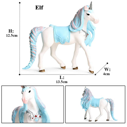Oenux Fairy Tale Fly Horse Mythical Alpaca Elf Pegasus Action Figures Animal Model Collection Cute Girl Birthday Gift Kids Toy