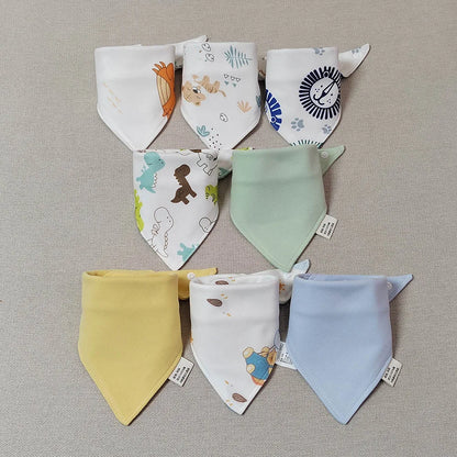 8 Pieces Baby Bibs Bandana Triangle Cotton Soft Infant Feeding Burp Cloth Newborn Teething Slaiva Towel Boy Girl Accessories