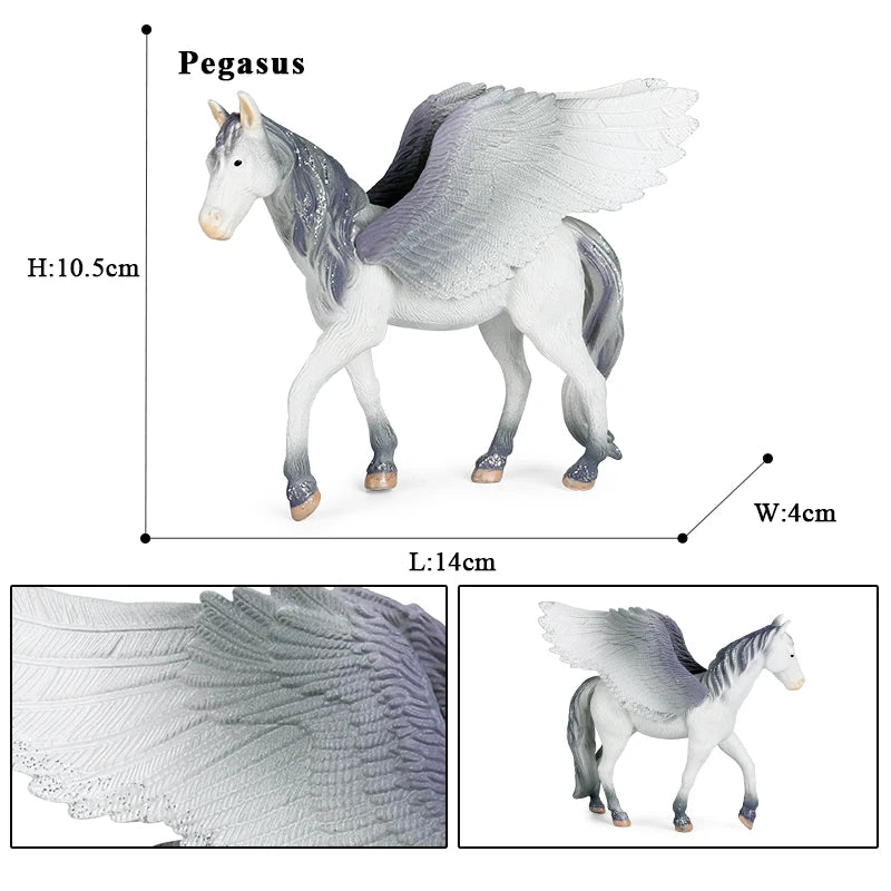Oenux Fairy Tale Fly Horse Mythical Alpaca Elf Pegasus Action Figures Animal Model Collection Cute Girl Birthday Gift Kids Toy