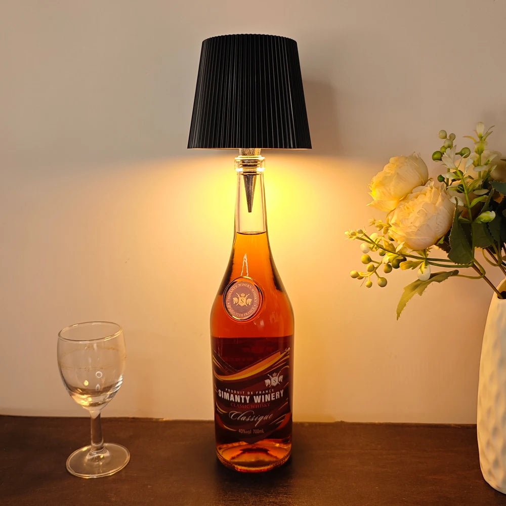 Wine Bottle Lamp LED Table Lamp 3 Color Stepless Dimming Rechargeable Touch Control  Wine Bottle Lamp
